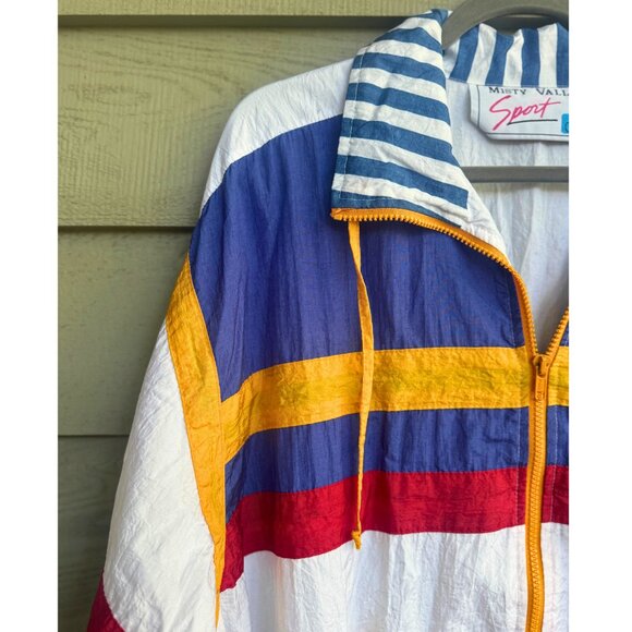 Vintage 80s Unisex Colorblock Windbreaker Jacket 🌈 Misty Valley Sport M - Picture 4 of 9